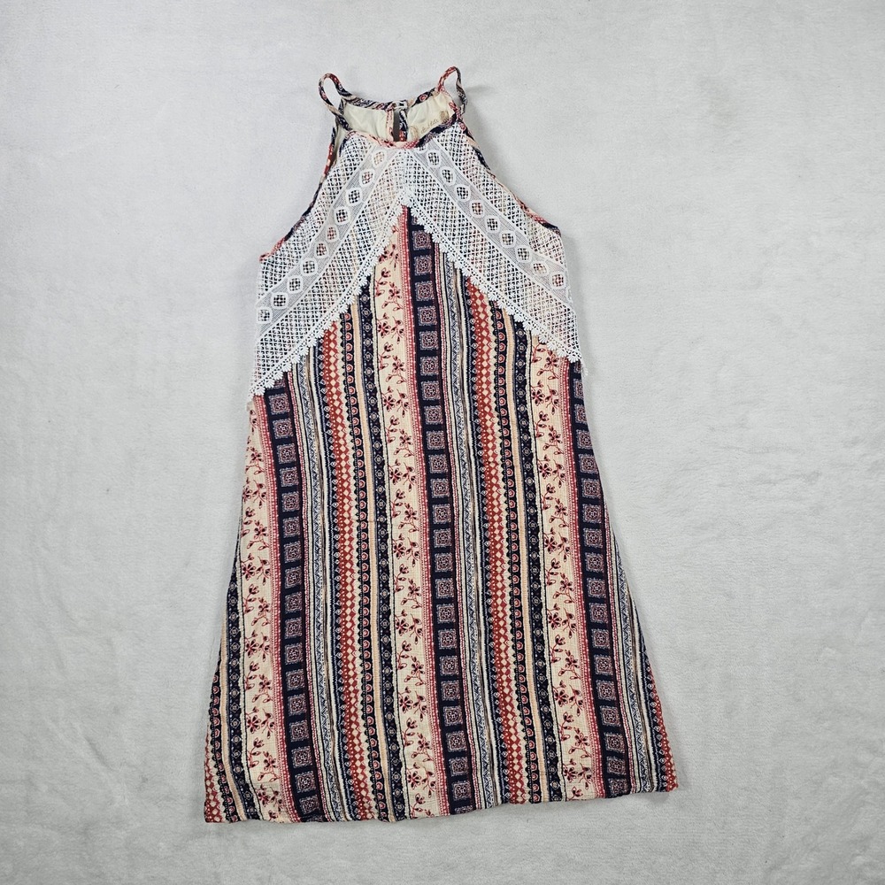Altar'd State Halter Dress Womens XS Multi Color Fair Boho Lace Mini AN50469